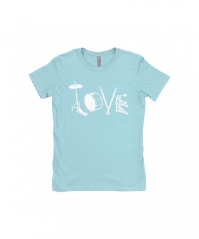 Music Life Ladies' Boyfriend T-Shirt | Drum Love Shirt $10.49 Shirts