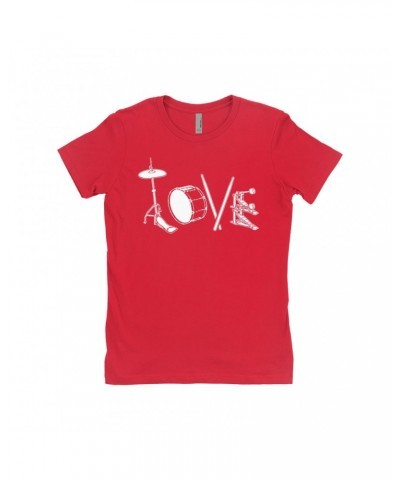 Music Life Ladies' Boyfriend T-Shirt | Drum Love Shirt $10.49 Shirts
