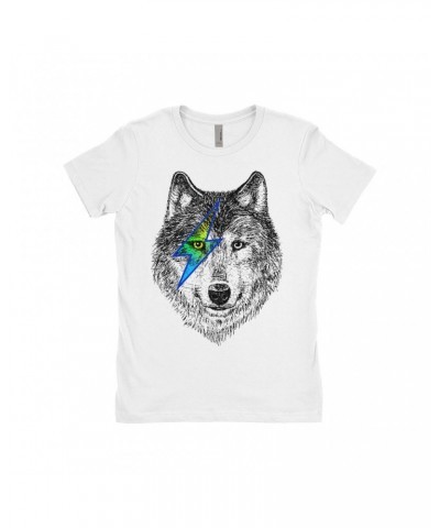 Music Life Ladies' Boyfriend T-Shirt | Glam Rock Wolf Shirt $6.19 Shirts
