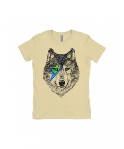 Music Life Ladies' Boyfriend T-Shirt | Glam Rock Wolf Shirt $6.19 Shirts