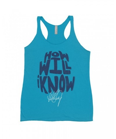 Whitney Houston Bold Colored Racerback Tank | How Will I Know Navy Design Distressed Shirt $9.09 Shirts
