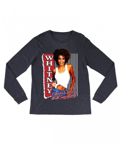 Whitney Houston Long Sleeve Shirt | I Wanna Dance With Somebody Red Design Shirt $8.60 Shirts