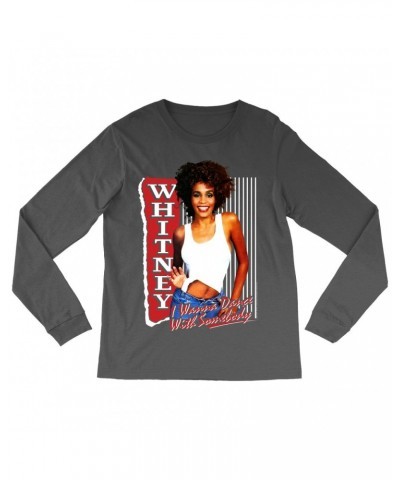 Whitney Houston Long Sleeve Shirt | I Wanna Dance With Somebody Red Design Shirt $8.60 Shirts
