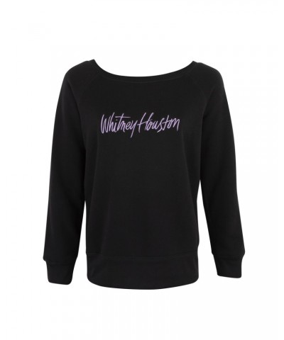 Whitney Houston Wide Neck Black Fleece Embroidered Sweatshirt $5.79 Sweatshirts