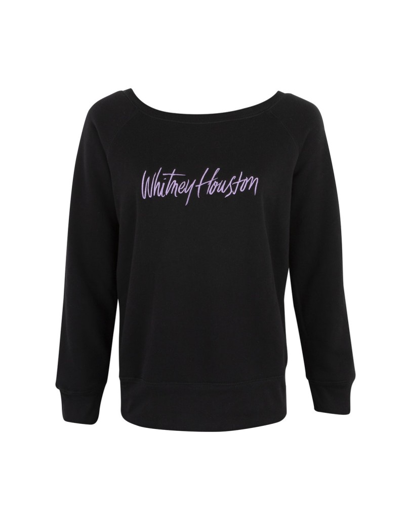 Whitney Houston Wide Neck Black Fleece Embroidered Sweatshirt $5.79 Sweatshirts