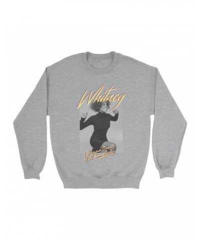 Whitney Houston Sweatshirt | I Wanna Dance With Somebody Ivory Design Sweatshirt $5.59 Sweatshirts