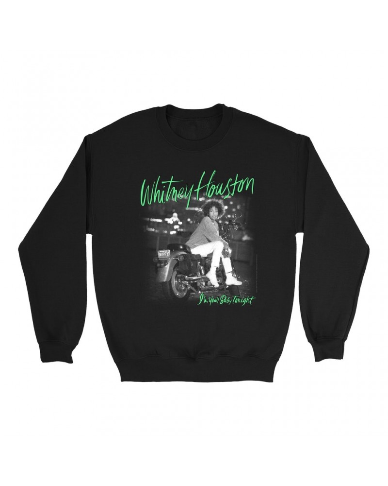 Whitney Houston Sweatshirt | I'm Your Baby Tonight Album Cover Green Design Sweatshirt $8.87 Sweatshirts