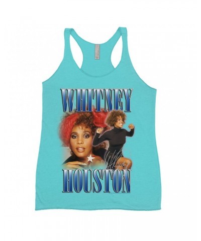 Whitney Houston Ladies' Tank Top | Blue Collage Duo Shirt $8.18 Shirts