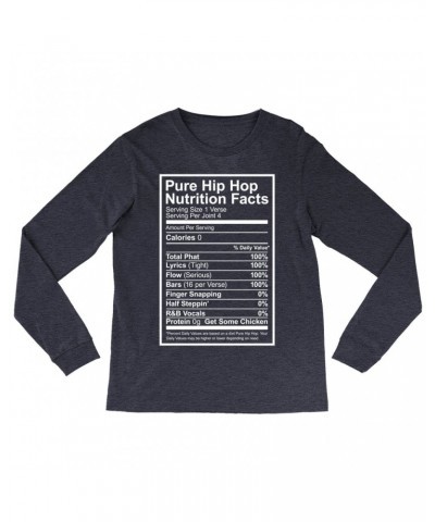 Music Life Heather Long Sleeve Shirt | Hip Hop Nutrition Facts Shirt $3.07 Shirts