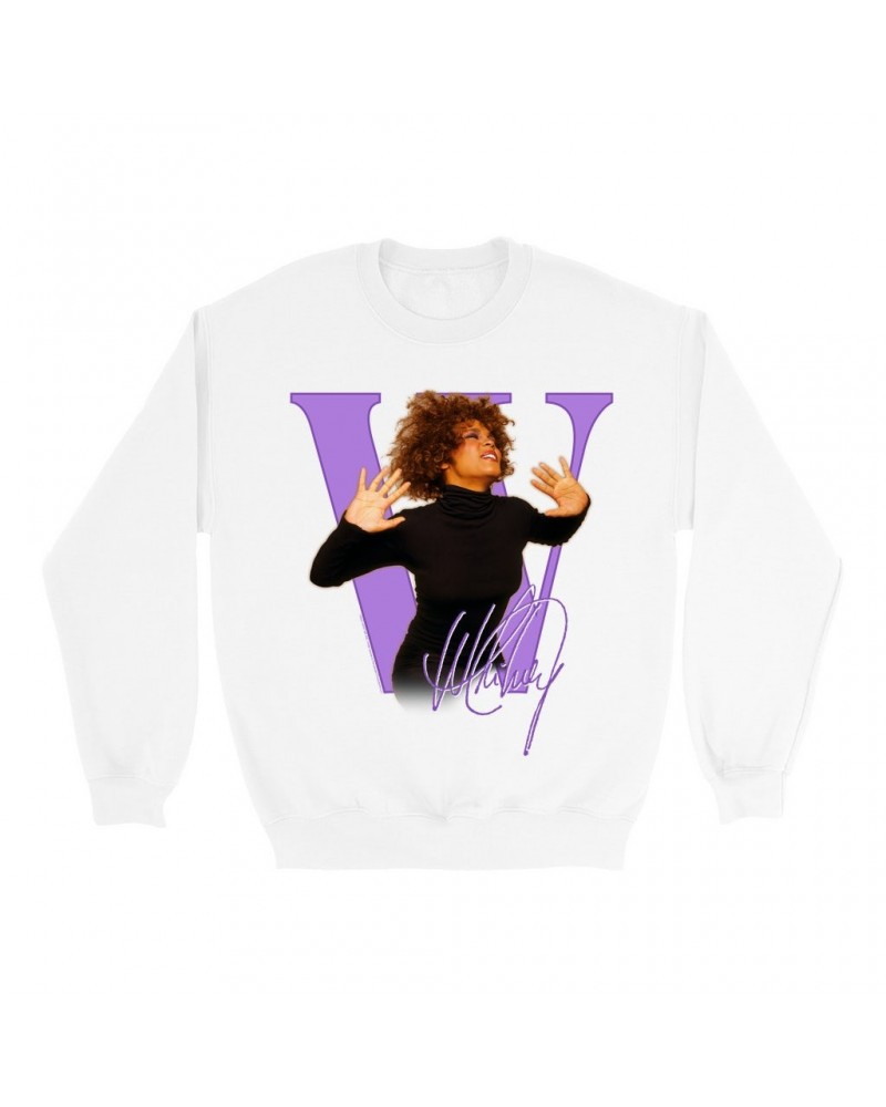 Whitney Houston Sweatshirt | Purple "W" Is For Whitney Sweatshirt $6.47 Sweatshirts