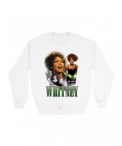 Whitney Houston Sweatshirt | I Will Always Love You Green Photo Collage Design Sweatshirt $5.11 Sweatshirts