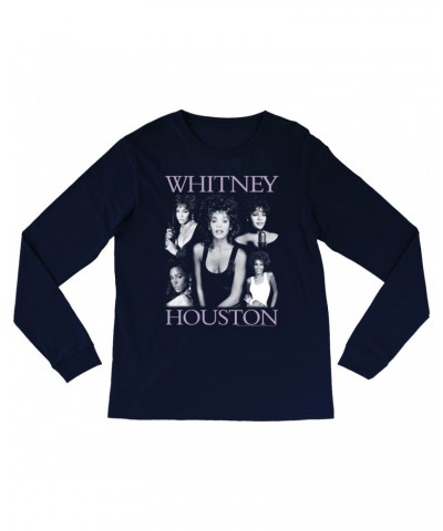Whitney Houston Long Sleeve Shirt | Purple Photo Collage Design Shirt $6.76 Shirts