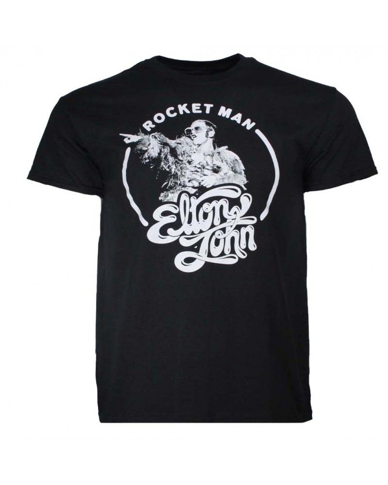 Elton John T Shirt | Elton John Rocket Man Circle T-Shirt $15.69 Shirts