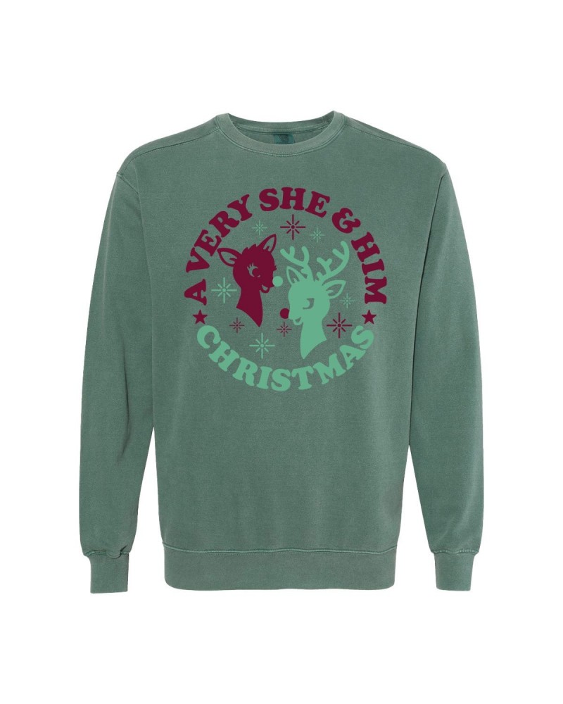 She & Him Unisex Reindeer Crewneck Sweatshirt $6.30 Sweatshirts